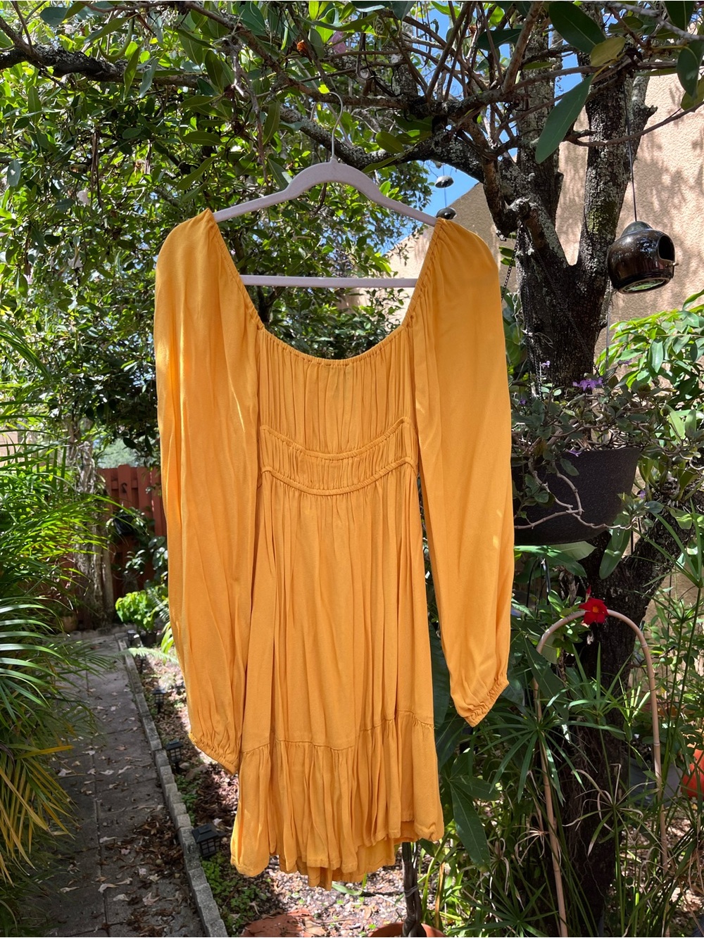 Forever 21 Mustard Yellow Long Sleeve Peasant Dress size Small